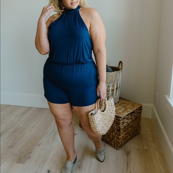 Hayley Halter Romper in Navy - Picture 8 of 8